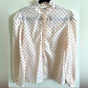 Vintage Koret Secretary Blouse with Ruffle Detail and Puff Shoulder